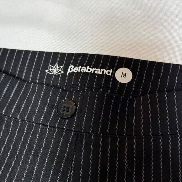 Betabrand Womens Black White Pinstripe Dress Yoga Pants Medium Rayon Blend - Picture 2 of 6